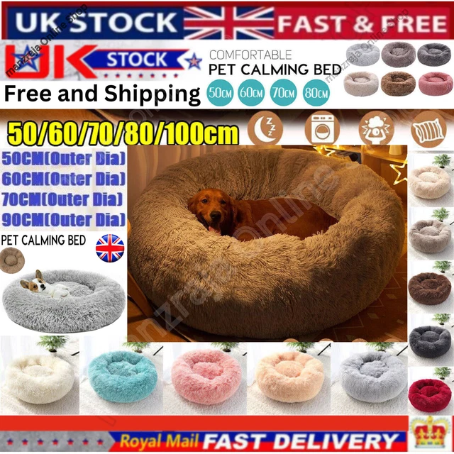 Comfy Calming Donut Extra Large Dog Cat Beds Warm Bed Pet Round Plush Washable.U