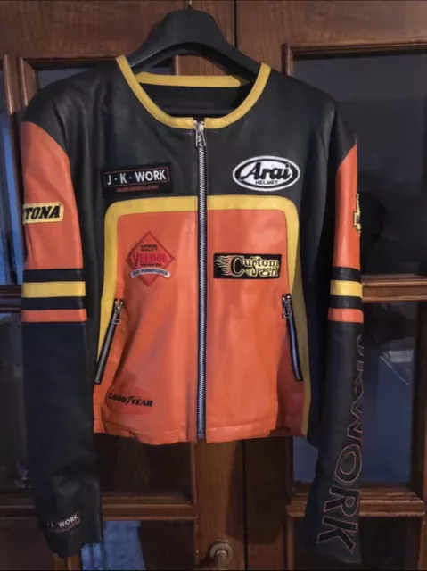 Giacca Da Moto In Pelle Vintage 90s