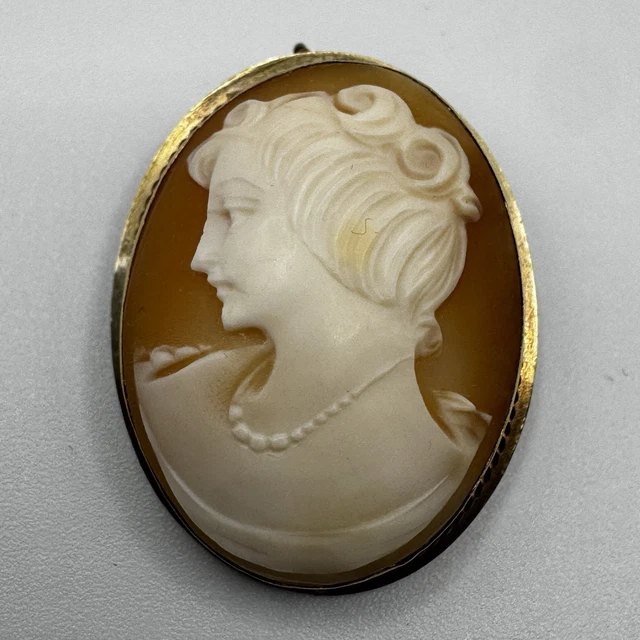Ancienne Broche Camée Sculpté En écume - Laiton - À Restaurer - France
