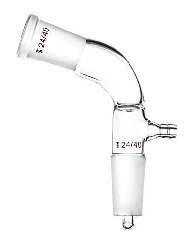QWORK Glass Vacuum Take Off Adapter 24/40 Joints Short Stem 105 Degree Bent