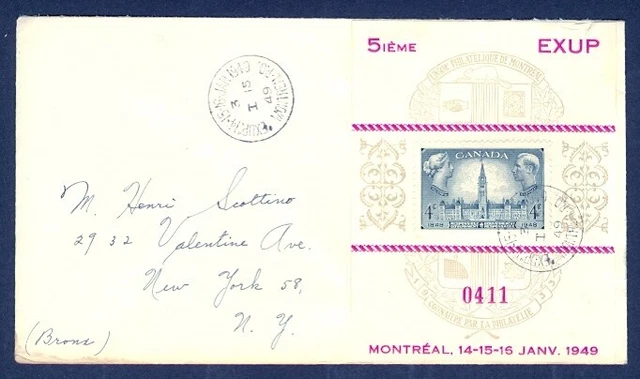 Canada Montreal 1949 Exup Label To Usa