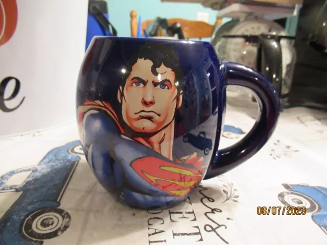 Large Blue 16 oz Vandor DC Comics SUPERMAN Man of Steel Ceramic Coffee Mug Cup