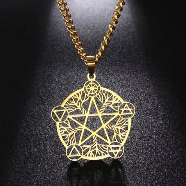 Magical Pentacle Tree of Life Star Pentagram Pagan Witchcraft Pendant Necklace