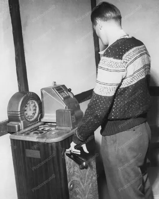 Upright Console Slot Machine   8" - 10" B&W Photo Reprint