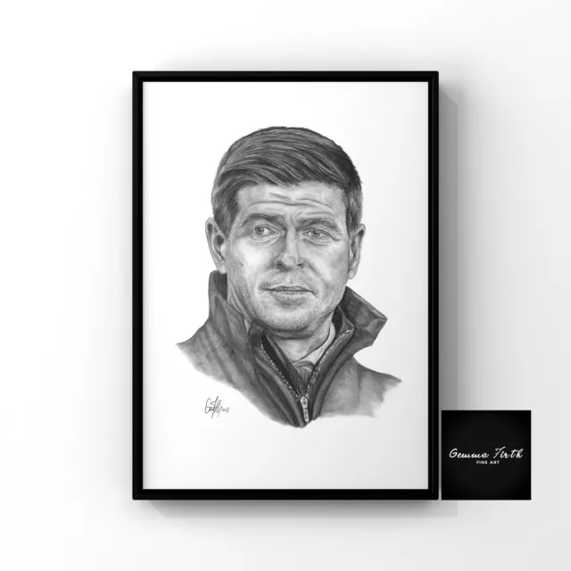Steven Gerrard Drawing A4 Print Aston Villa Themed Original Art