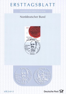 Allemand Du Nord Fédéral 150 Années Post-Fdc Nr 3321 Berliner Rfa 2017 Berliner Cachet 