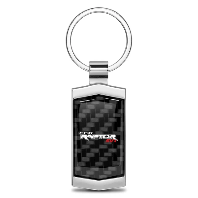 Ford F-150 Raptor SVT Real Carbon Fiber Chrome Metal Case Key Chain