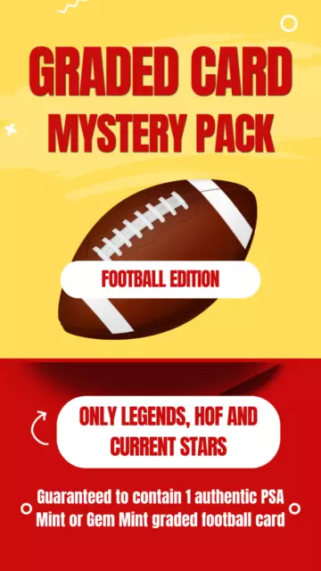 GRADED GOLD Mystery Pack (1) PSA 9 Mint or 10 Gem Mint Football Card Stars HOF+