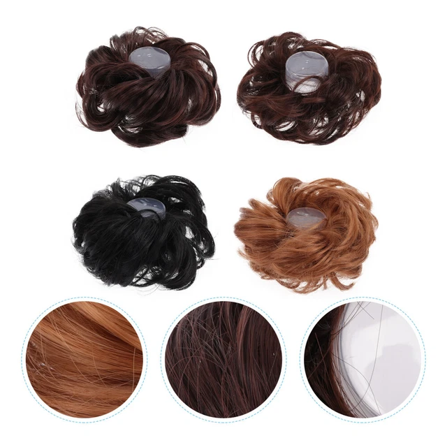 4 pz pezzo di capelli chignon riccioli anello per capelli marrone parrucche ciocche di capelli