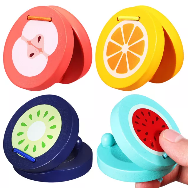 Wooden Finger Castanets for Kids - 4pcs Cartoon Percussion Instrument-PE