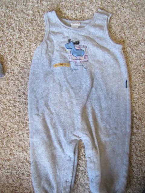 Carters 12-18 months Moose Caboose Fleece Overalls Gray Warm Coveralls Jogger
