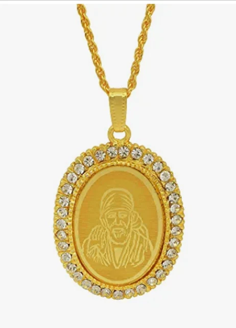 Indian Traditional Gold Plated CZ Studded Chain Pendant For Unisex