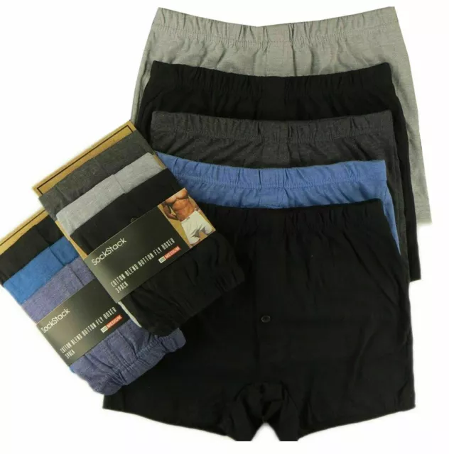 Men's Plain Cotton-Rich Boxers Set - S to 6XL: Comfortable Multi-Pack Underwear