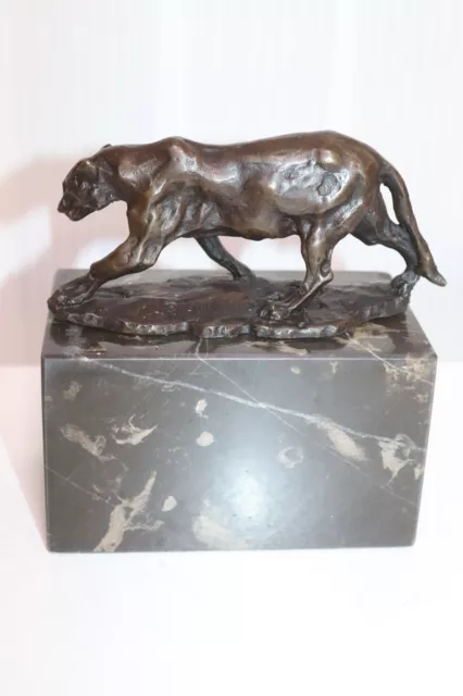 Bronze Skulptur / Figur ,"Panther", signiert Carvin , Höhe 13cm , 1,9Kilo /;429