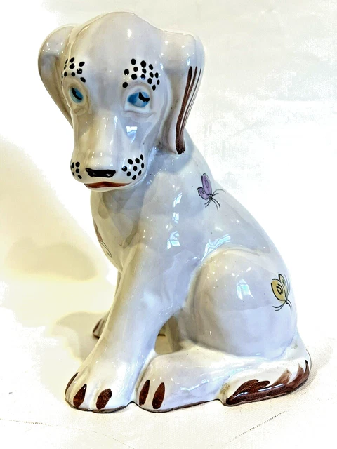 Whimsical Hand Painted Italian Redware Puppy Dog Bank Large