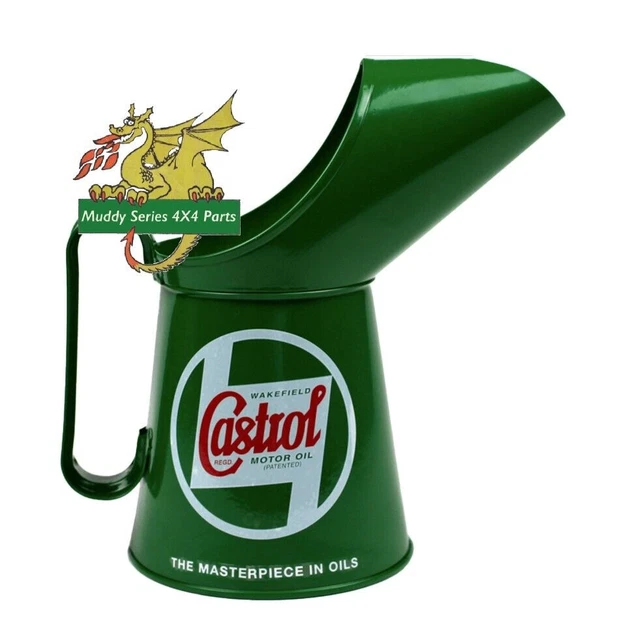 thumbnail interactive-video image 1 of Genuine Castrol Classic Oil Jug Pouring Can - Half Pint, Made In UK, J100 1 of 3