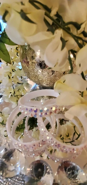 Set of 3 Bracelets Crystal AB Unfoild White Ballroom Jewelry