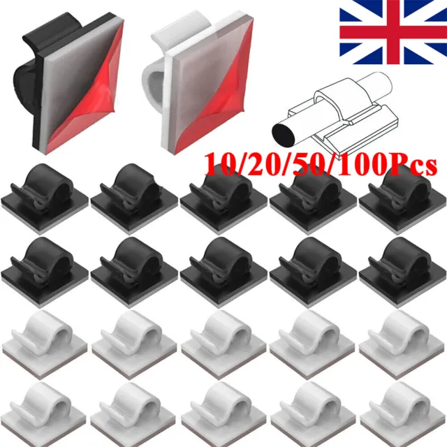 50/100x Self Adhesive Car Wire Clips Rectangle Tie Sticker Cable Cord Holder