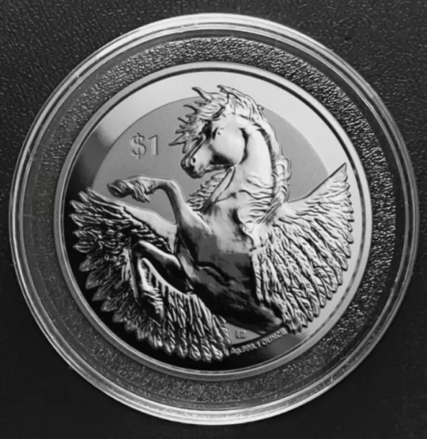 2018 British Virgin Islands 1oz Silver Coin Pegasus Uncirculated Plastic Capsule
