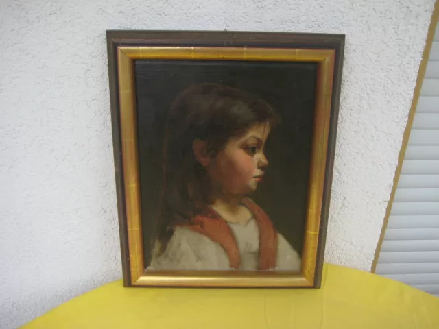 Altes Kinder / Mädchen Portrait / Porträt Ölgemälde aus Sammlung