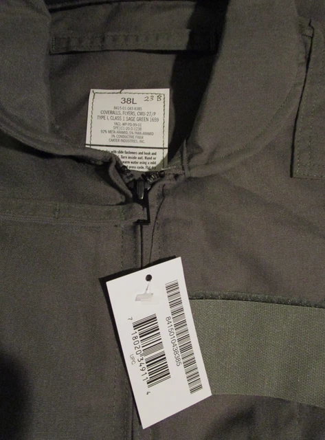 CWU 27/P Flight Suit Size 38 Long New W/Tags