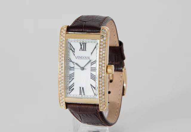 Montre Femme VENDOUX En Acier Inoxydable Doré, Cadran Argenté à Chiffres Romains - Quartz, étanche 3 ATM