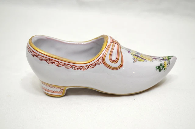 SOULIER SABOT CHAUSSURE FAÏENCE CERAMIQUE peinte DVV DVW DWW ROI SOLEIL Long13cm