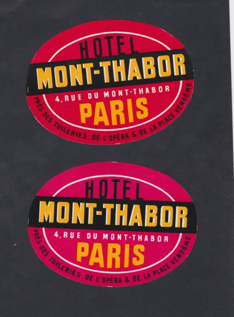2 Antique Luggage Tag Hotel Mont Thabor Paris France BN65054