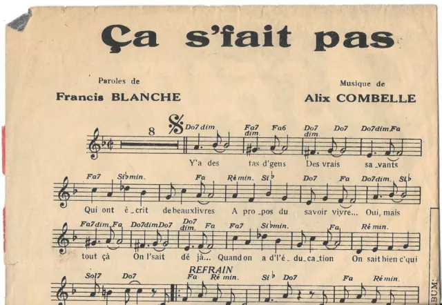 ÇA S' FAIT PAS par JO BOUILLON ALIX COMBELLE Paroles Francis BLANCHE en 1944 2