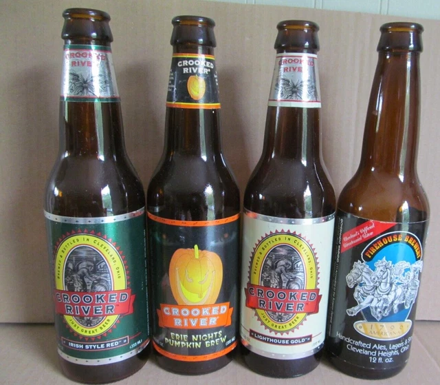 4-1990'S  Cleveland Micro Craft Beer Label Bottles 3 Crooked River 1 Firehouse
