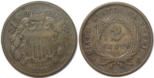 1866 2C Two-Cent Piece Good
