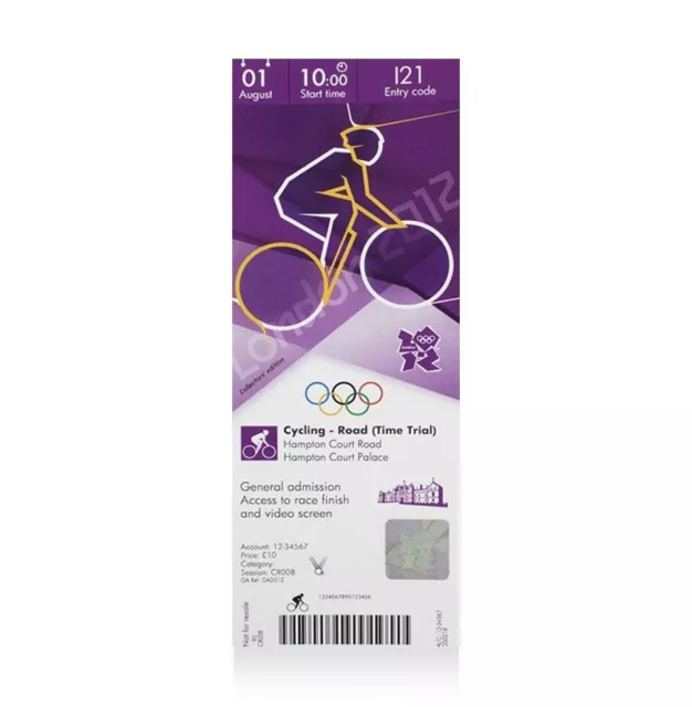 UNSIGNED London 2012 Olympics Ticket: Road Cycling - Time Trial, August 1st