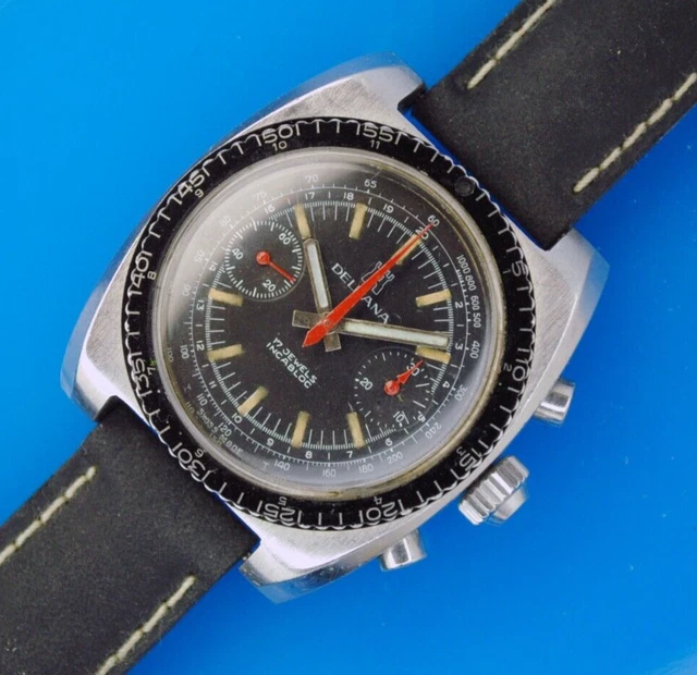 Vintage Delbana Chronograph 7734 Movement Manual Wind Rotating Bezel