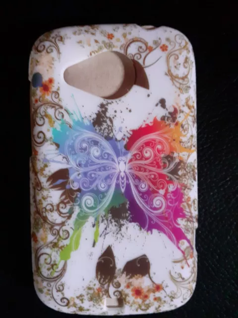 Neu Hard Case HTC Desire C (A320e) Cover Schutzhülle Schmetterling bunt