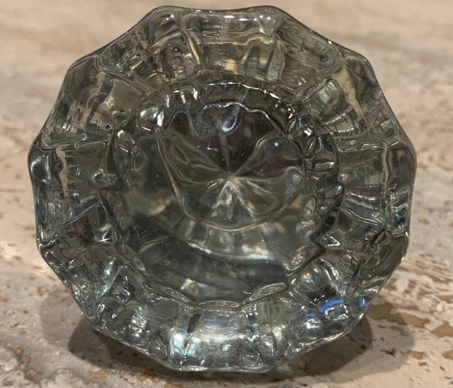Antique Crystal Door Knob 12 Points Clear Glass 2" vtg home hardware Victorian