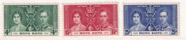 Hong Kong 1937 Coronation Sg 137-139 Set 3 Mlh