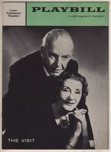 Alfred Lunt & Lynn Fontanne  Playbill 1958  "The Visit"  Broadway