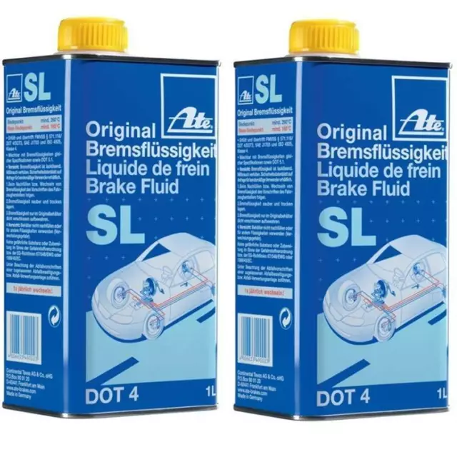 2x ORIGINAL ATE Bremsflüssigkeit Brake Fluid SL DOT4 1 Liter // 03.9901-5802.2