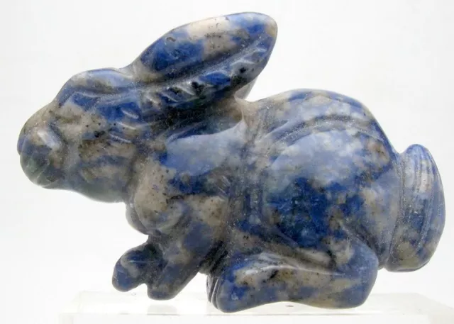 RABBIT BUNNY SODALITE LAPIS Animal Carving Figurine Gemstone Crystal Healing