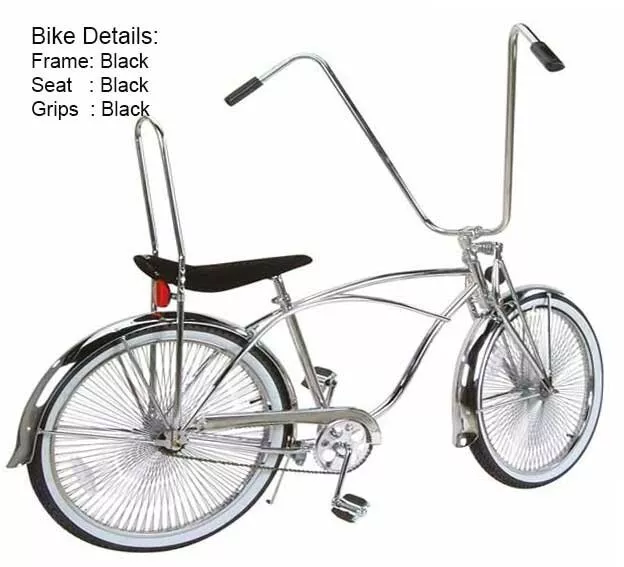 26" Beach Cruiser Bicycle W/144 Spoke Chrome Wheels, 22" Handlebar & Black Frame 26" Beach Cruiser Bicycle W/144 Spoke Chrome Wheels, 22" Handlebar & Black Frame