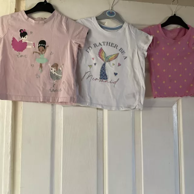 Girl Clothes Bundle 3 Primark Tshirts Age 3.4 Yr