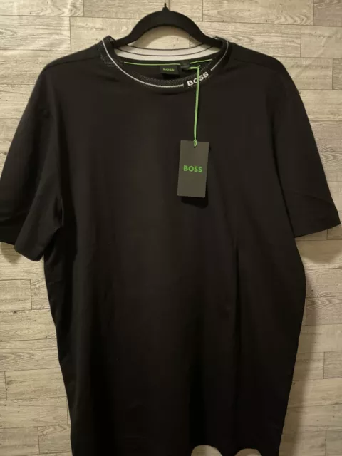 NWT HUGO BOSS Cotton-jersey Regular-fit T-Shirt Whit Branded Collar