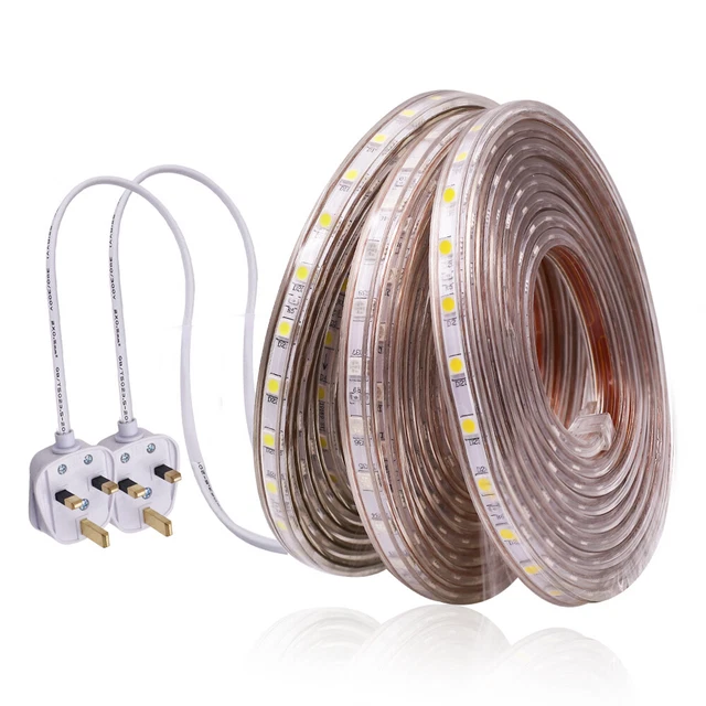 220V MAINS PLUG In LED Strip Lights Rope Waterproof Outdoor Garden