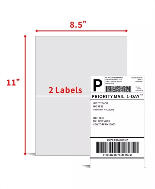 Half Sheets Shipping Labels 2 Per Sheet 8.5 x 5.5"Blank Self Adhesive 220-11000 3