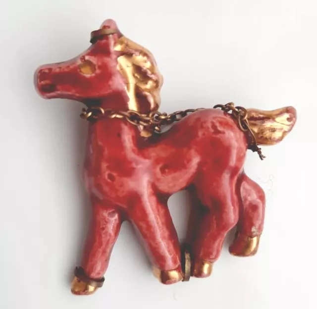 ART DECO - Broche Cheval Ancienne - Céramique  - Schiaparelli ? -