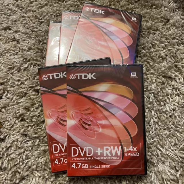 5 X TDK DVD+RW 4.7 GB,1-4 Speed.