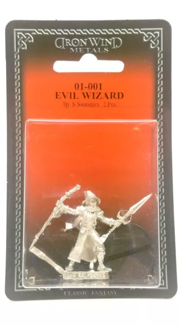 Figura de metal Ral Partha Ral, Evil Wizard #01-001 fantasía clásica sin pintar RPG