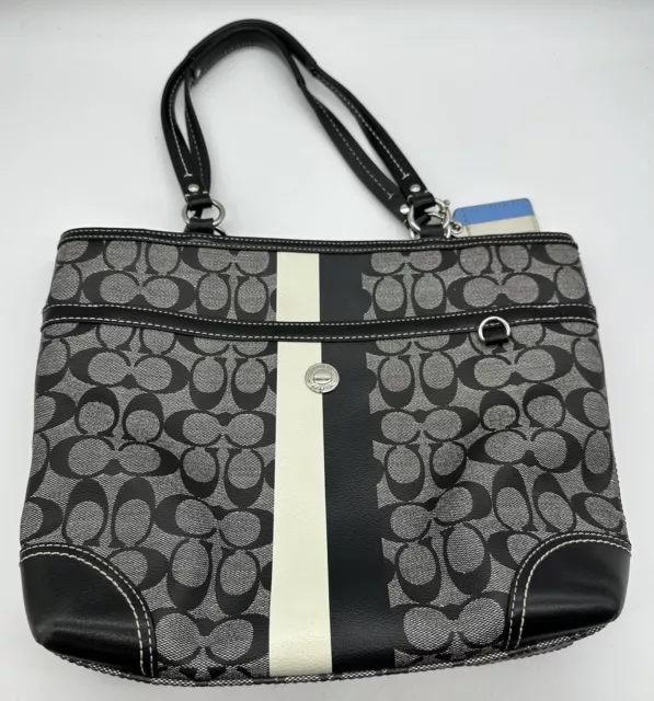 Coach Heritage Stripe Signature Shoulder Bag Handbag # F14478
