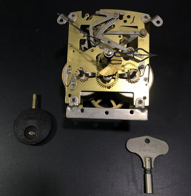 VINTAGE ENFIELD SMITHS Clock Movement Parts Spares Key Hands Pendulum