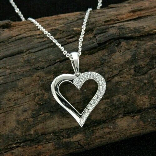 2Ct Round Cut Lab Created Diamond Heart Women's Pendant 14K White Gold Plated